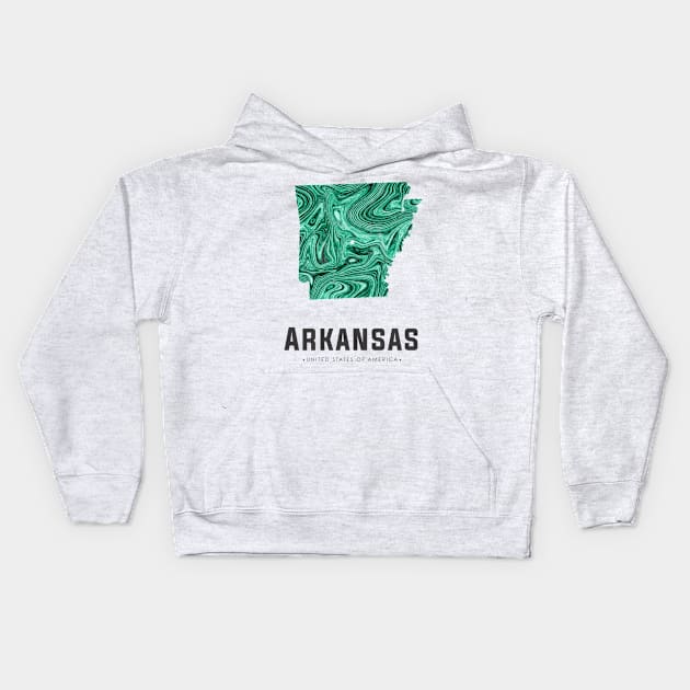 Arkansas state map abstract green Kids Hoodie by StudioGrafiikka